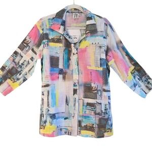 Parsley & Sage, cotton, NWT, abstract print, button up shirt,  Size PL,